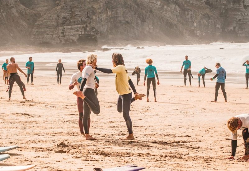 Warmmachen vor dem Surfkurs